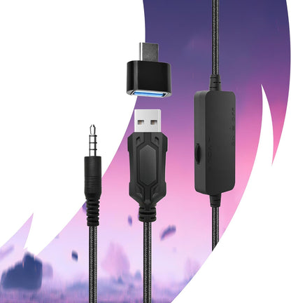 Oniverse Gaming Headset voor PS5 PS4 SWITCH XBOX PC MAC met verstelbare microfoon, LED, 50 mm luidsprekers en ademende stoffen oorkussens - Bedrade stereogamer-hoofdtelefoon Nebula (Arctic White/Wit