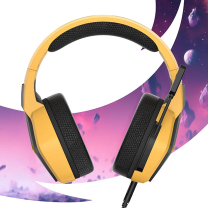 Oniverse Gaming Headset compatible with Xbox PS5 PS4 Switch PC Mac with Adjustable Mic, LED, 50 mm Speakers, Breathable Fabric Pads, Nebula Wired Stereo Gamer Headset (SolarFire Yellow/Orange