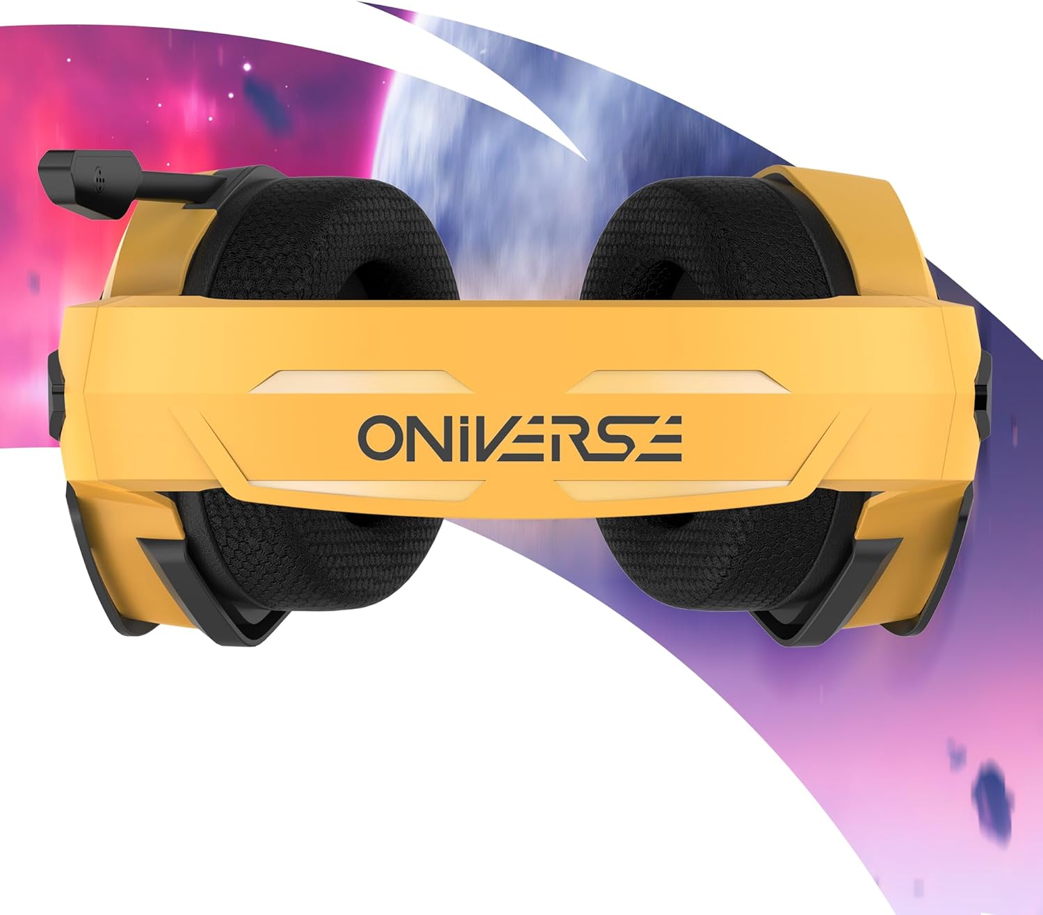 Oniverse Gaming Headset compatible with Xbox PS5 PS4 Switch PC Mac with Adjustable Mic, LED, 50 mm Speakers, Breathable Fabric Pads, Nebula Wired Stereo Gamer Headset (SolarFire Yellow/Orange
