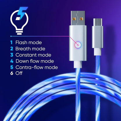 Oniverse Micro Usb Charge Cable With Led, 2 Meters - White