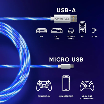 Oniverse Micro Usb Charge Cable With Led, 2 Meters - White