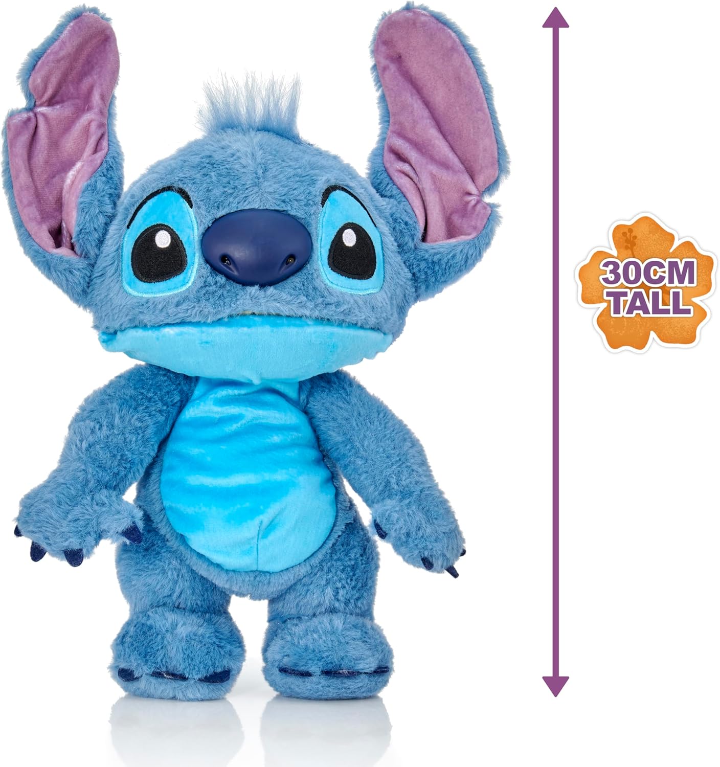 WOW! STUFF Disney Chatty Stitch Deluxe, Puppetronic animatronisch pluche, spreekt & beweegt zich, meer dan 50 geluids- en bewegingsopties, 30 cm groot, voor kinderen vanaf 6 jaar en volwassenen, blauw