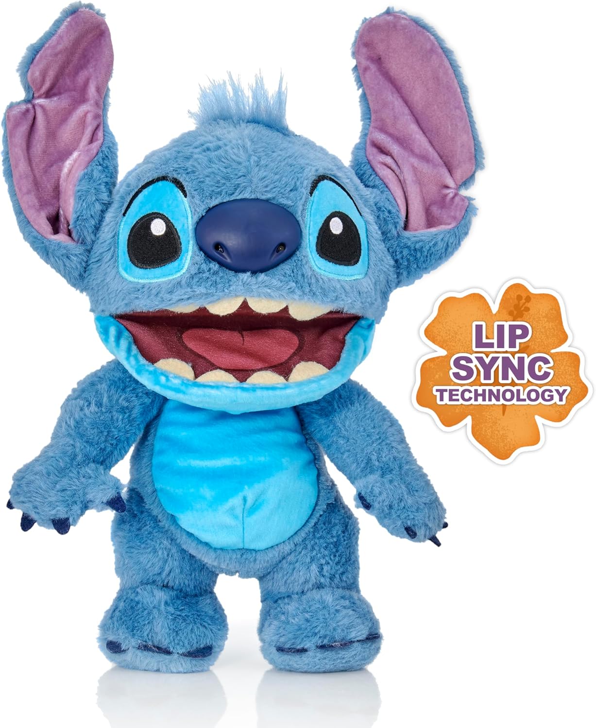 WOW! STUFF Disney Chatty Stitch Deluxe, Puppetronic animatronisch pluche, spreekt & beweegt zich, meer dan 50 geluids- en bewegingsopties, 30 cm groot, voor kinderen vanaf 6 jaar en volwassenen, blauw