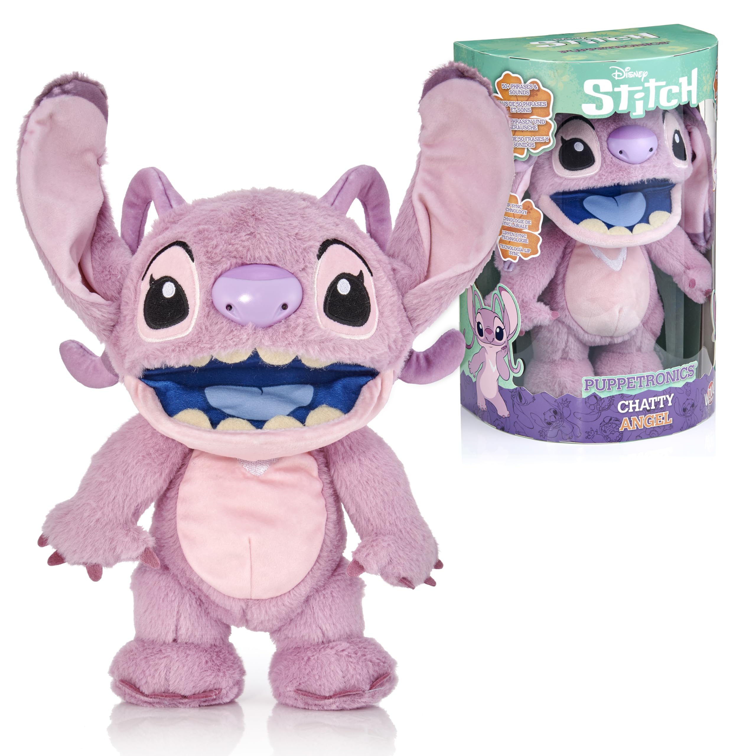 WOW STUFF! Disney Chatty Angel Deluxe Puppetronics | Puppetronic Angel |Puppet Animatronic | Meer dan 50 actie- en geluidscombinaties | 30cm/12 inch Hoogte | Leeftijd 6 tot volwassene