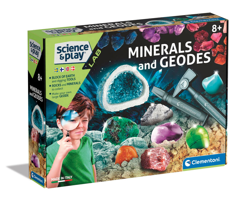 Clementoni - 78828 - Science & Play Lab - Minerals and Geodes - in het Zweeds, Fins, Noors en Deens, speelgoed voor kinderen van 8 tot 12 jaar