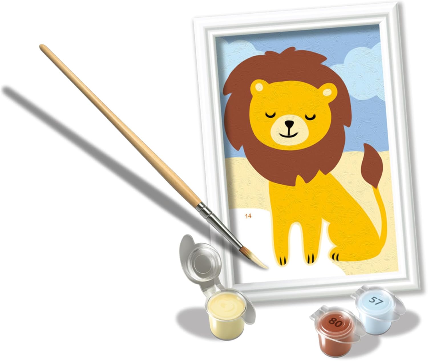 Ravensburger - CreArt Serie F:Leone Giocoso, Dipingere con i Numeri, Kit Pittura Bambini, Cornice Inclusa, Gioco Educativo e Creativo, Idea Regalo Bambini 7+ Anni, 12x8,50cm