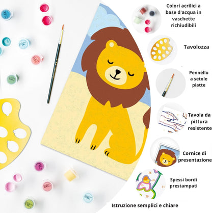 Ravensburger - CreArt Serie F:Leone Giocoso, Dipingere con i Numeri, Kit Pittura Bambini, Cornice Inclusa, Gioco Educativo e Creativo, Idea Regalo Bambini 7+ Anni, 12x8,50cm