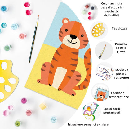 Ravensburger - CreArt Serie F: Tigre Giocosa, Dipingere con i Numeri, Kit Pittura Bambini, Cornice Inclusa, Gioco Educativo e Creativo, Idea Regalo Bambini 7+ Anni, 12x8,50cm