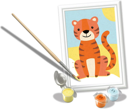 Ravensburger - CreArt Serie F: Tigre Giocosa, Dipingere con i Numeri, Kit Pittura Bambini, Cornice Inclusa, Gioco Educativo e Creativo, Idea Regalo Bambini 7+ Anni, 12x8,50cm