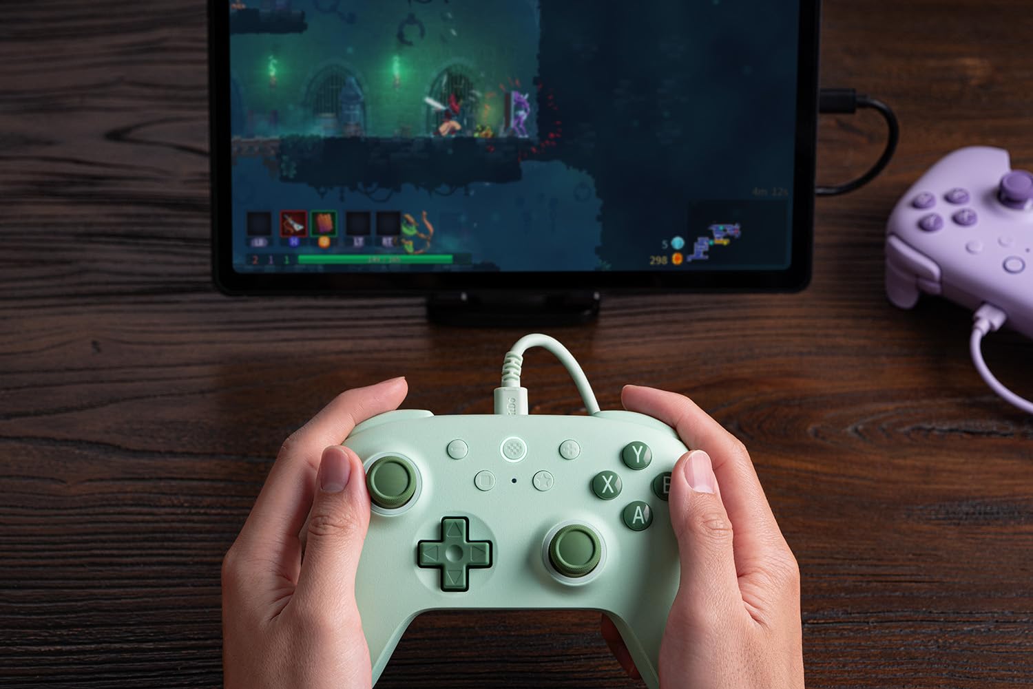 8bitdo Ultimate 2C Wired Controller for Windows PC and Android, with 1000Hz Polling Rate, Hall Effect Joysticks and Hall Triggers, and Remappable L4/R4 Bumpers (Green