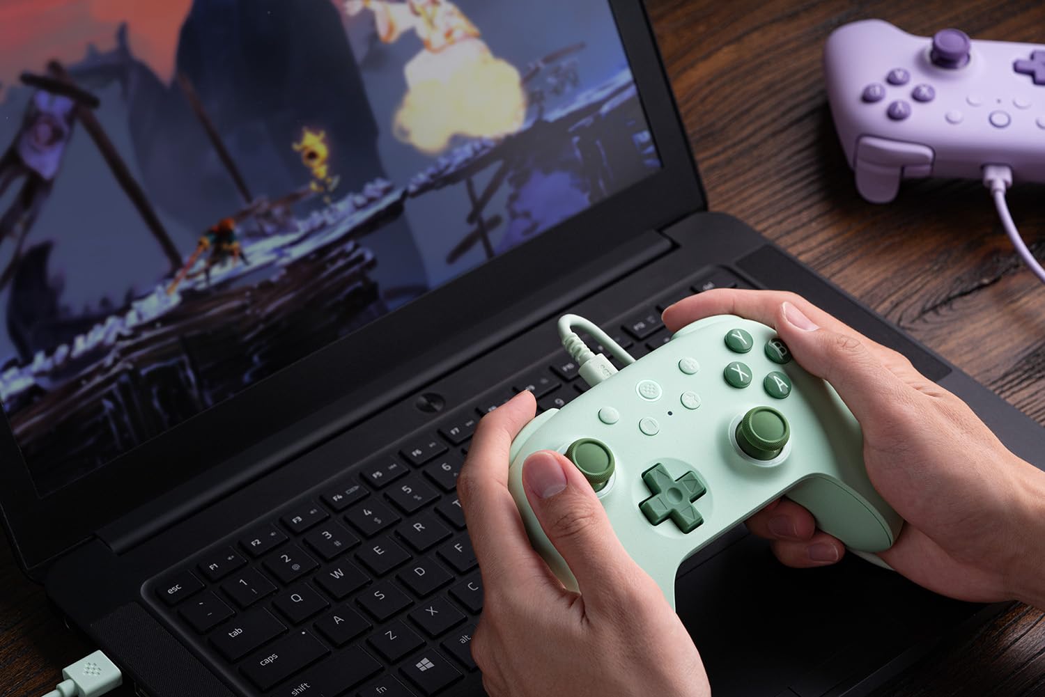 8bitdo Ultimate 2C Wired Controller for Windows PC and Android, with 1000Hz Polling Rate, Hall Effect Joysticks and Hall Triggers, and Remappable L4/R4 Bumpers (Green