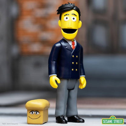 Super7 Reaction Sesame Street Guy Smiley - Figura de acción de Plaza Sésamo de 3.75 pulgadas con accesorios coleccionables y juguetes retro
