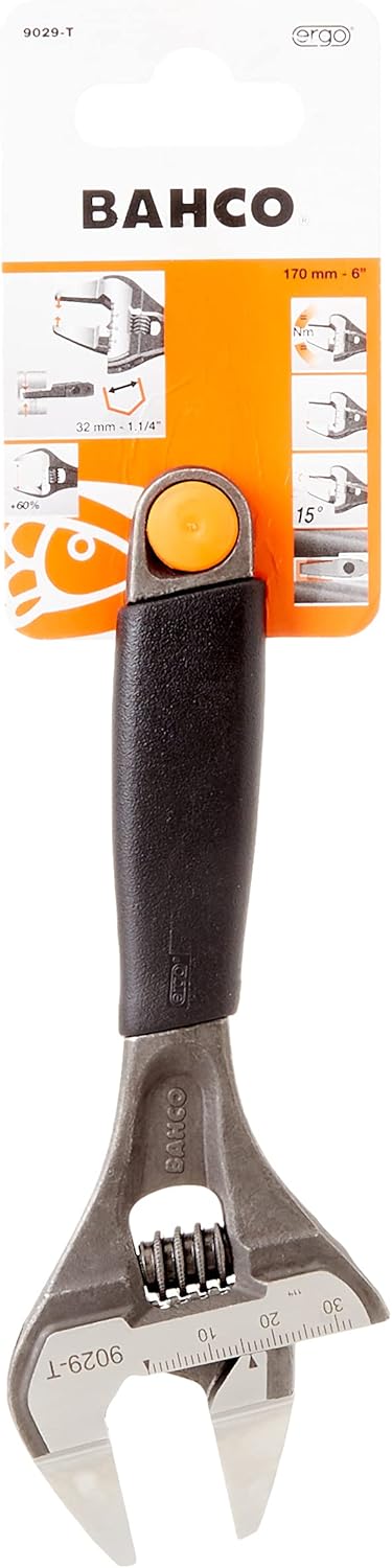Bahco 9029-T Slim Jaw Adjustable Wrench, 170mm Length & 9031 Adjustable Wrench, 200mm Length
