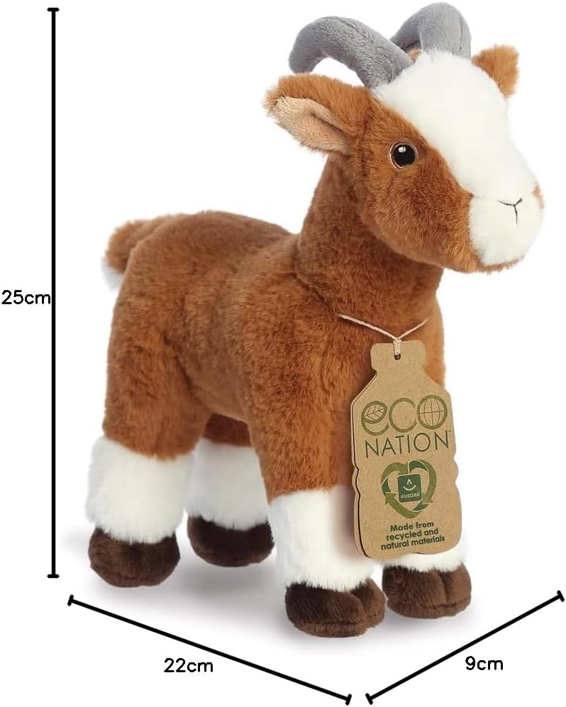 35052 Eco Nation Goat, 10.5In, Recycled Soft Toy, Brown