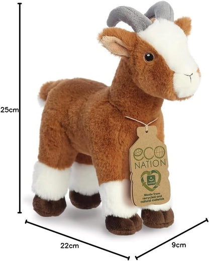 35052 Eco Nation Goat, 10.5In, Recycled Soft Toy, Brown