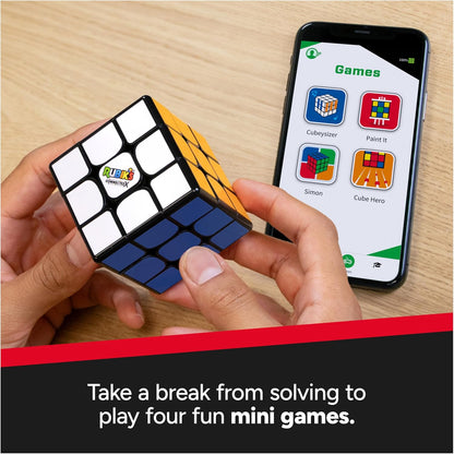Rubik’s Cube ConnectedX, Bluetooth enabled 3x3 classic cube, problem-solving challenging brain teaser fidget toy, adults & kids aged 8+