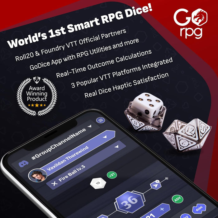 GoDice D20 Connected – The World’s First Connected Polyhedral Die for Online RPG Play. Physical Die, Real-Time Calculations. Cool Tech Inside