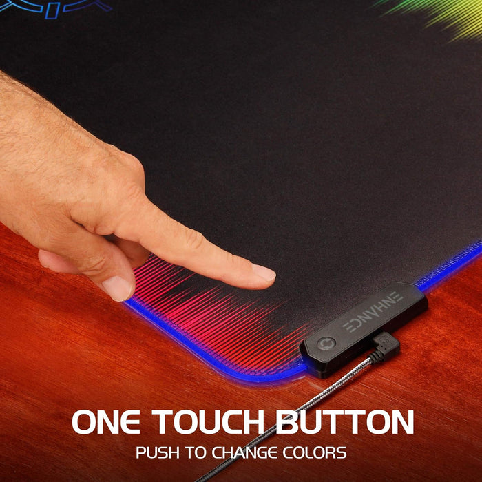 ENHANCE Extra Large LED Gaming Mouse Pad - Soft XXL Desk Mat with 7 RGB Colors, 3 Color Modes, Smart Control, Water Resistant High Speed Tracking Surface - (Multicolor) - Extended - 32 x 14 inches