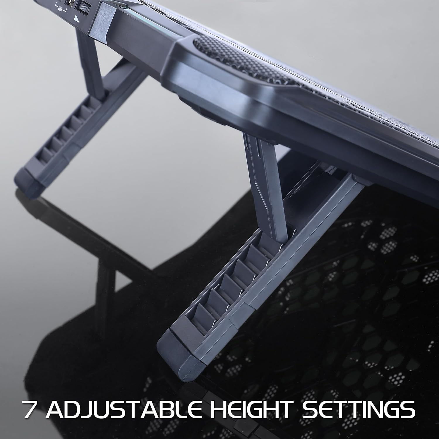 ENHANCE Cryogen 5 Gaming Laptop Cooling Stand - Laptop Cooler with 7 Adjustable Height Settings & Dual USB Port for 17 inch Laptops - 1 Ultra Quiet High Performance LED Laptop Fan 800 RPM