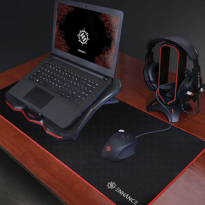 ENHANCE Cryogen 5 Gaming Laptop Cooling Stand - Laptop Cooler with 7 Adjustable Height Settings & Dual USB Port for 17 inch Laptops - 1 Ultra Quiet High Performance LED Laptop Fan 800 RPM
