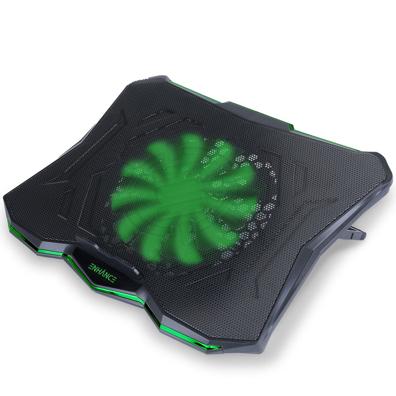 ENHANCE Cryogen 5 Gaming Laptop Cooling Pad Stand - Laptop Cooler with 7 Adjustable Height Settings & Dual USB Ports up to 17 inches - 1 Ultra Quiet High Performance LED Fan 800 RPM