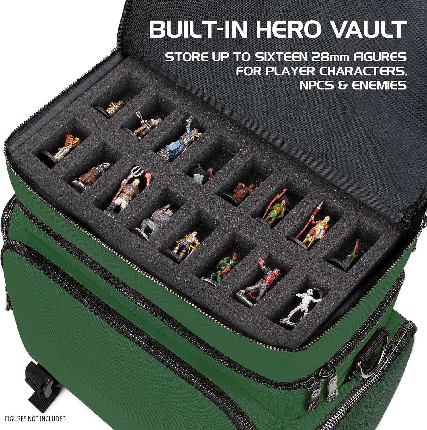 ENHANCE Reisetasche für DND Sammler-Edition, Tasche kompatibel mit Dungeons und Drachen, Kampfteppichhalter, Taschen für Würfel und Zubehör, Transporter 4 bis 8 Pfund (grüner Drache