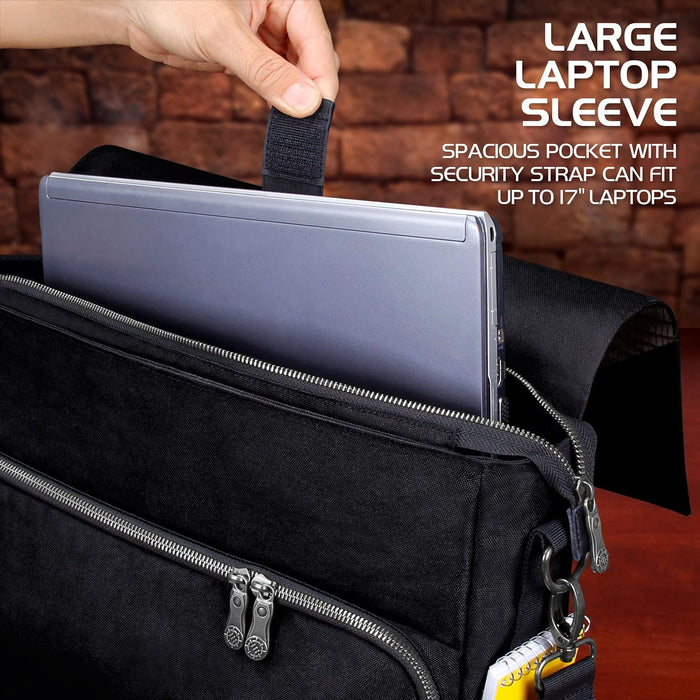 Player's Essentials DND-Tasche, Sammleredition - Umhängetasche aus Drachenhaut für 2–4 Bücher, Ordner, Würfel und Zubehör, mit 17-Zoll-Laptop-Steckplatz, Battlemap-Riemen (Drachen Schwarz