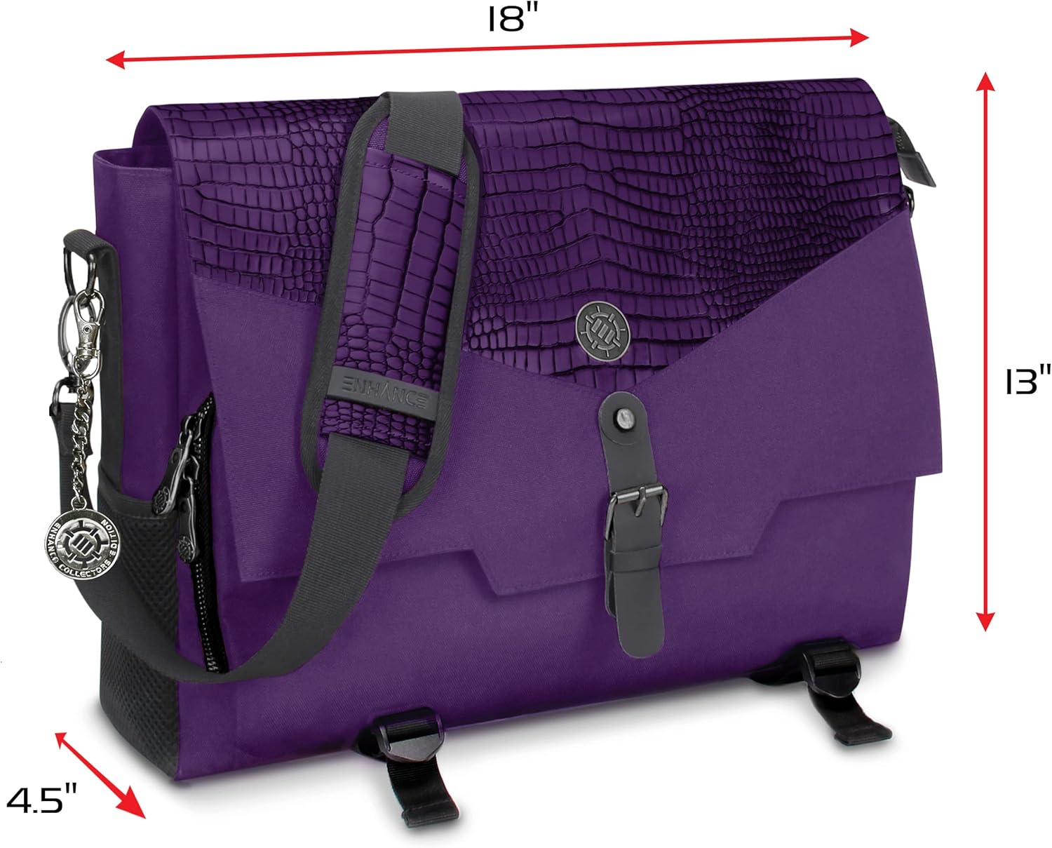 Player's Essentials DnD-Tasche, Sammleredition - Umhängetasche aus Drachenhaut für 2–4 Bücher, Ordner, Würfel und Zubehör, mit 17-Zoll-Laptop-Steckplatz, Battlemap-Riemen (Drachen Lila