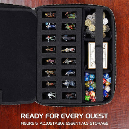 Collector's Edition RPG Organizer Case - DnD Binder with Built-in Character Sheet Holder and Erasable Scribe Panel, Dice Rolling Area, Removable Pen Pouch, Miniature Foam Tray (Dragon Purple