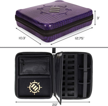 Collector's Edition RPG Organizer Case - DnD Binder with Built-in Character Sheet Holder and Erasable Scribe Panel, Dice Rolling Area, Removable Pen Pouch, Miniature Foam Tray (Dragon Purple