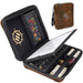 ENHANCE Collector's Edition RPG Organizer Case - DnD Binder with Built-in Character Sheet Holder and Erasable Scribe Panel, Dice Rolling Area, Removable Pen Pouch, Miniature Foam Tray (Dragon Brown