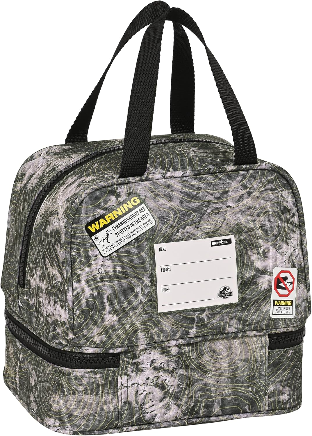 Safta Jurassic World Warning – Lunch Box, Pencil Case, Quality and Maximum Resistance, Meal, Recreation, Snack and Breakfast, 20 x 15 x 20 cm, Grey, Grey, Estándar, Casual