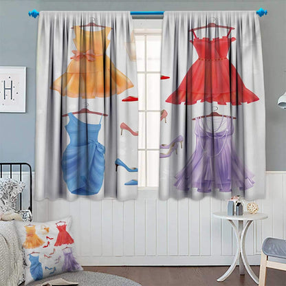 Chaneyhouse Hakken en jurken raamgordijn draperen feestelijke kleding voor feest ouderwetse vrouwelijke cocktailjurken op hanger decoratieve gordijnen voor woonkamer 160 cm B x 183 cm L veelkleurig