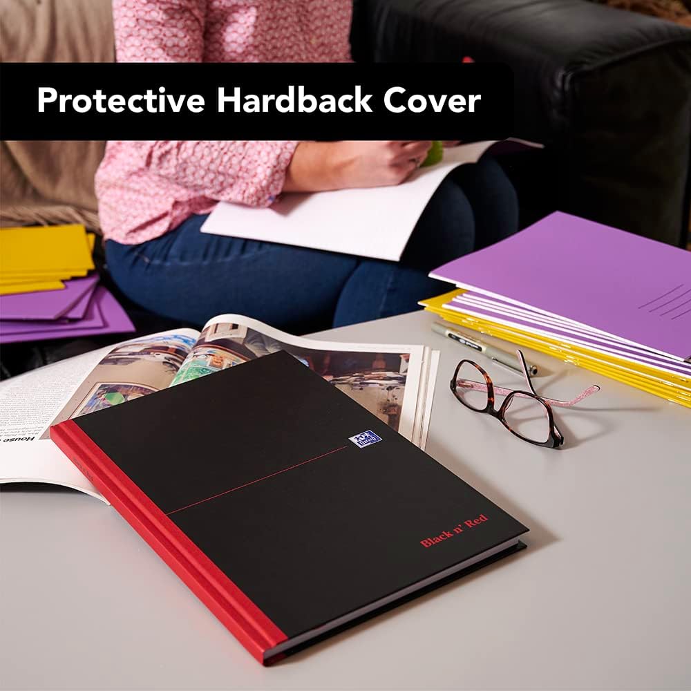 Oxford Black n' Red, A4 Notebook Hardcover, Casebound, Lined, 384 Page, 1 Notebook, Black/Red