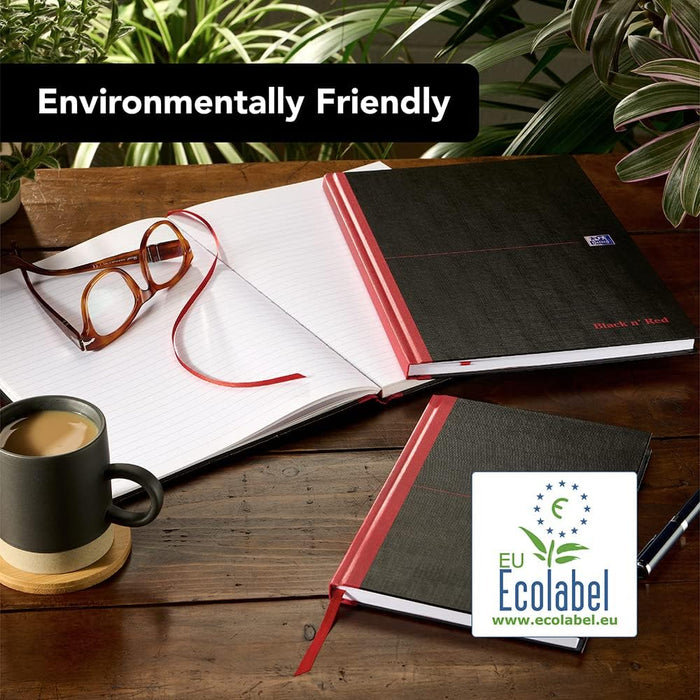 Oxford Black n' Red, A4 Notebook Hardcover, Casebound, Lined, 384 Page, 1 Notebook, Black/Red