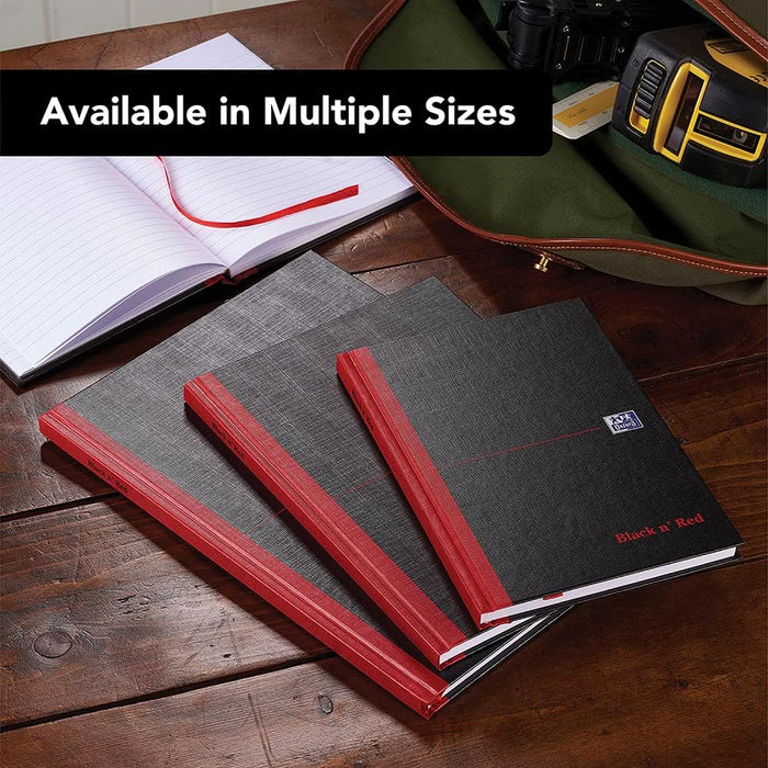 Oxford Black n' Red, A4 Notebook Hardcover, Casebound, Lined, 384 Page, 1 Notebook, Black/Red