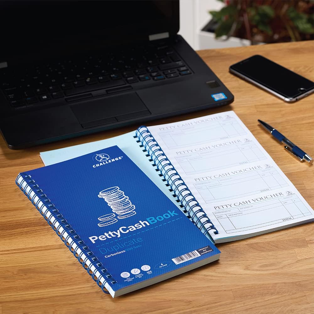 Challenge Carbonless Wirebound Petty Cash Book,Blue