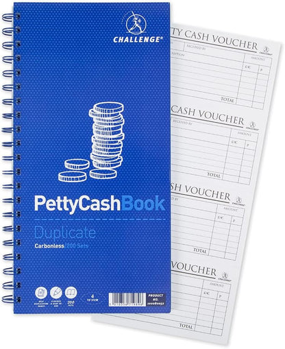 Challenge Carbonless Wirebound Petty Cash Book,Blue