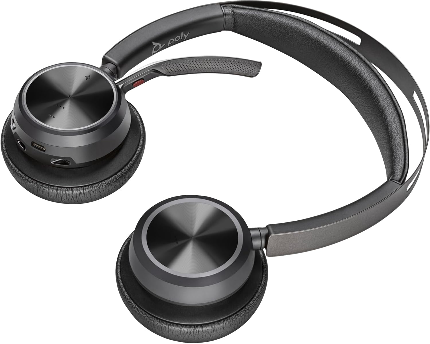 POLY Voyager Focus 2 USB-C-C Headset USB-C/A Adapter Customer Special 1- Active Noise Canceling (ANC) - Connect PC/Mac/Mobile via Bluetooth - Black