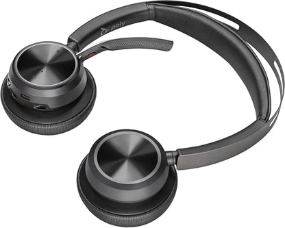 POLY Voyager Focus 2 USB-C-C Headset USB-C/A Adapter Customer Special 1- Active Noise Canceling (ANC) - Connect PC/Mac/Mobile via Bluetooth - Black