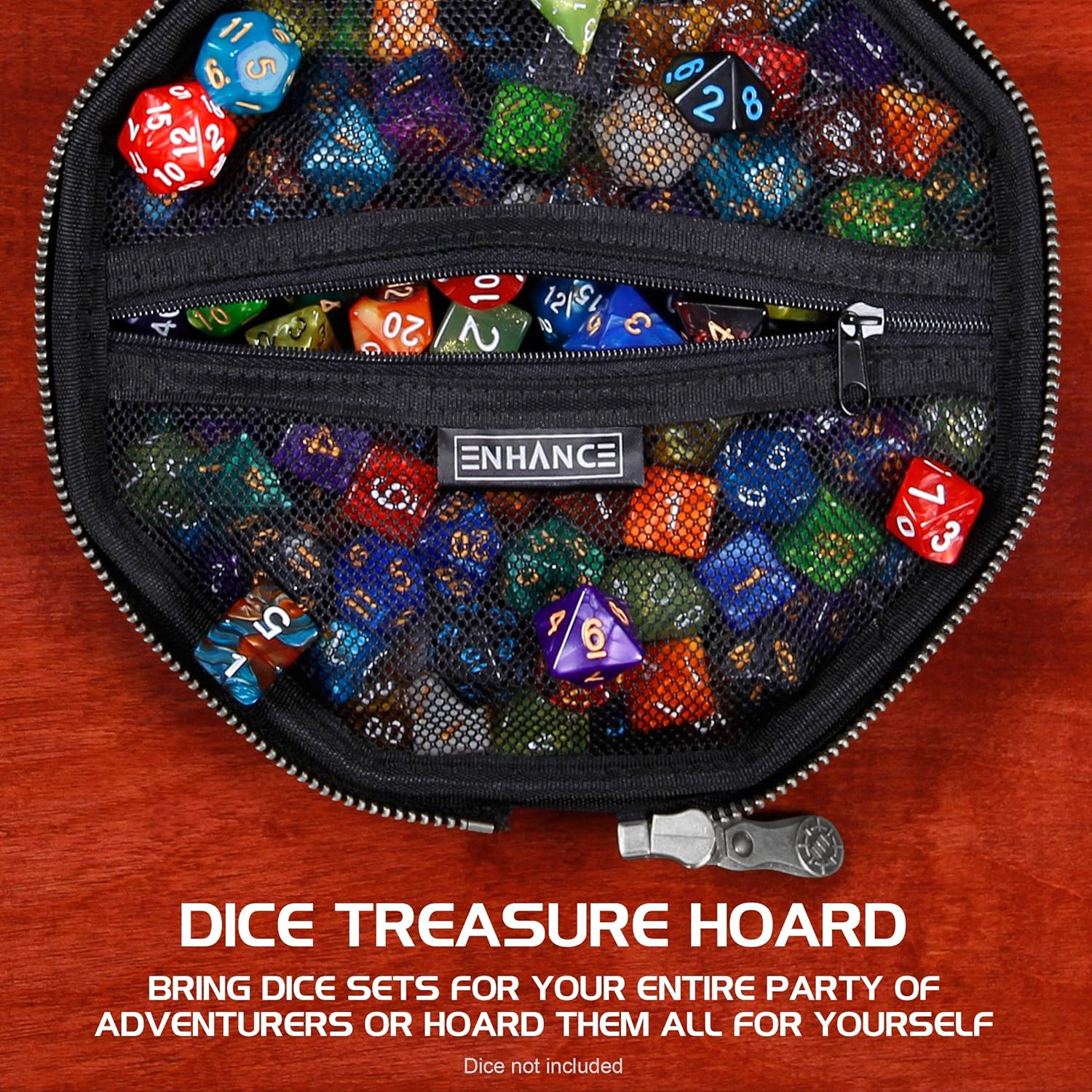 ENHANCE DnD Dice Tray and Case - Collector's Edition DnD Dice Holder up to 150 D&D Shakers with Hard Shell Exterior and Protective Soft Interior - Rolling Tray Perfect for Game Night (Dragon Black