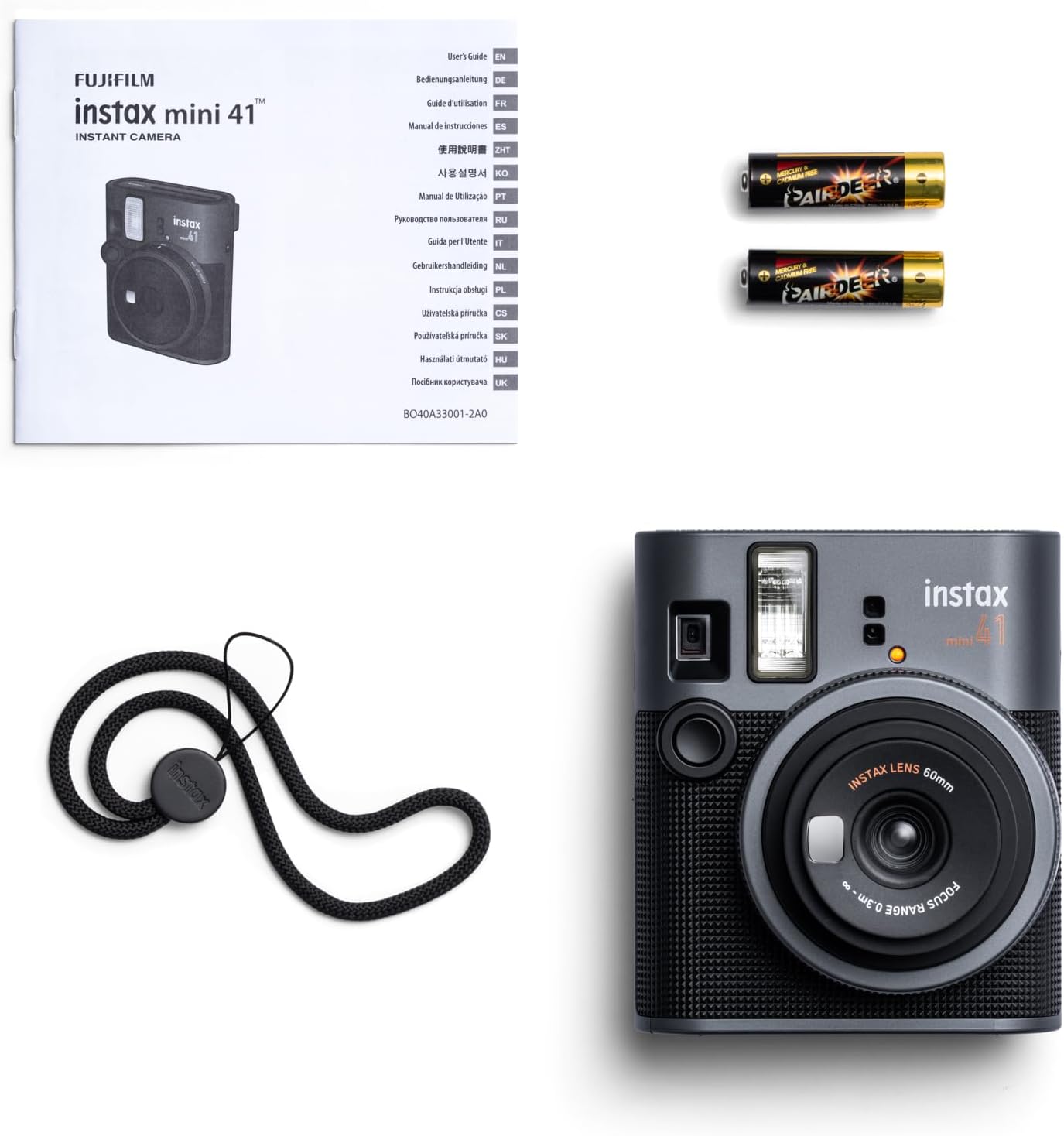 INSTAX mini 41 instant camera, simple operation with Auto Exposure, Built-in flash, Selfie lens, and close up mode,a classic design camera which uses all instax mini films sold separately