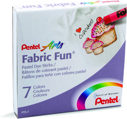 Pentel Fabric Fun Pastel Dye Stick (Pack of 7), Assorted Colors, PTS-7