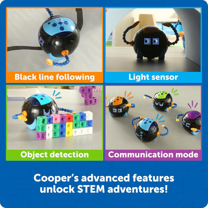 Learning Resources Cooper Robot Stem Individual LER3119, A Partir de 5 Años, Programación Sin Pantalla, Reforzable en Aula, USB Recargable