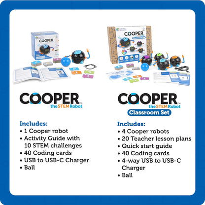 Learning Resources Cooper Robot Stem Individual LER3119, A Partir de 5 Años, Programación Sin Pantalla, Reforzable en Aula, USB Recargable