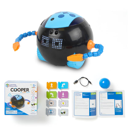 Learning Resources Cooper Robot Stem Individual LER3119, A Partir de 5 Años, Programación Sin Pantalla, Reforzable en Aula, USB Recargable