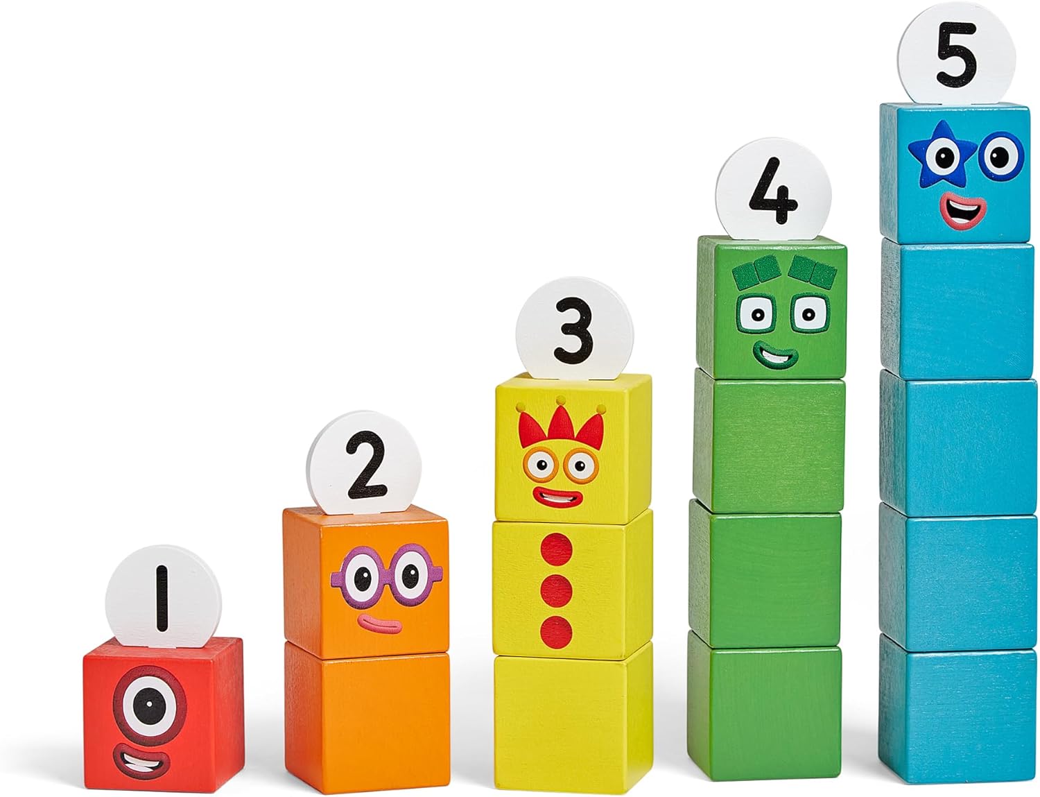 Numberblocks One to Five Wooden Blocks, Wood Stacking Toy, Colour Sorting Counting Cubes, Numbers for Toddlers, Preschool Maths Toys, Toddler Learning Activities, Kids Birthday Gift