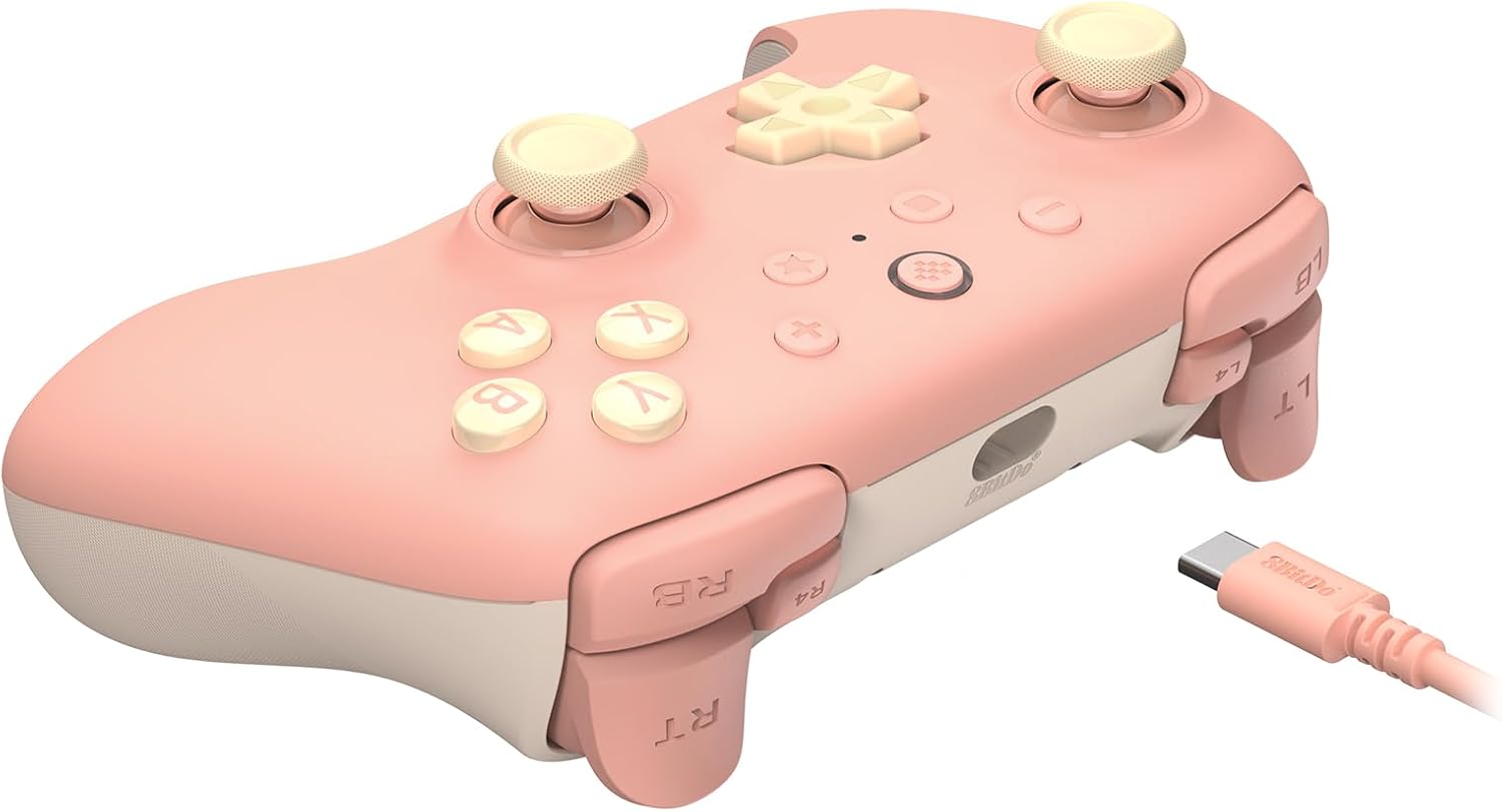 8Bitdo Ultimate 2C Wired Controller for Windows PC and Android, with 1000Hz Polling Rate, Hall Effect Joysticks and Hall Triggers, and Remappable L4/R4 Bumpers (Peach