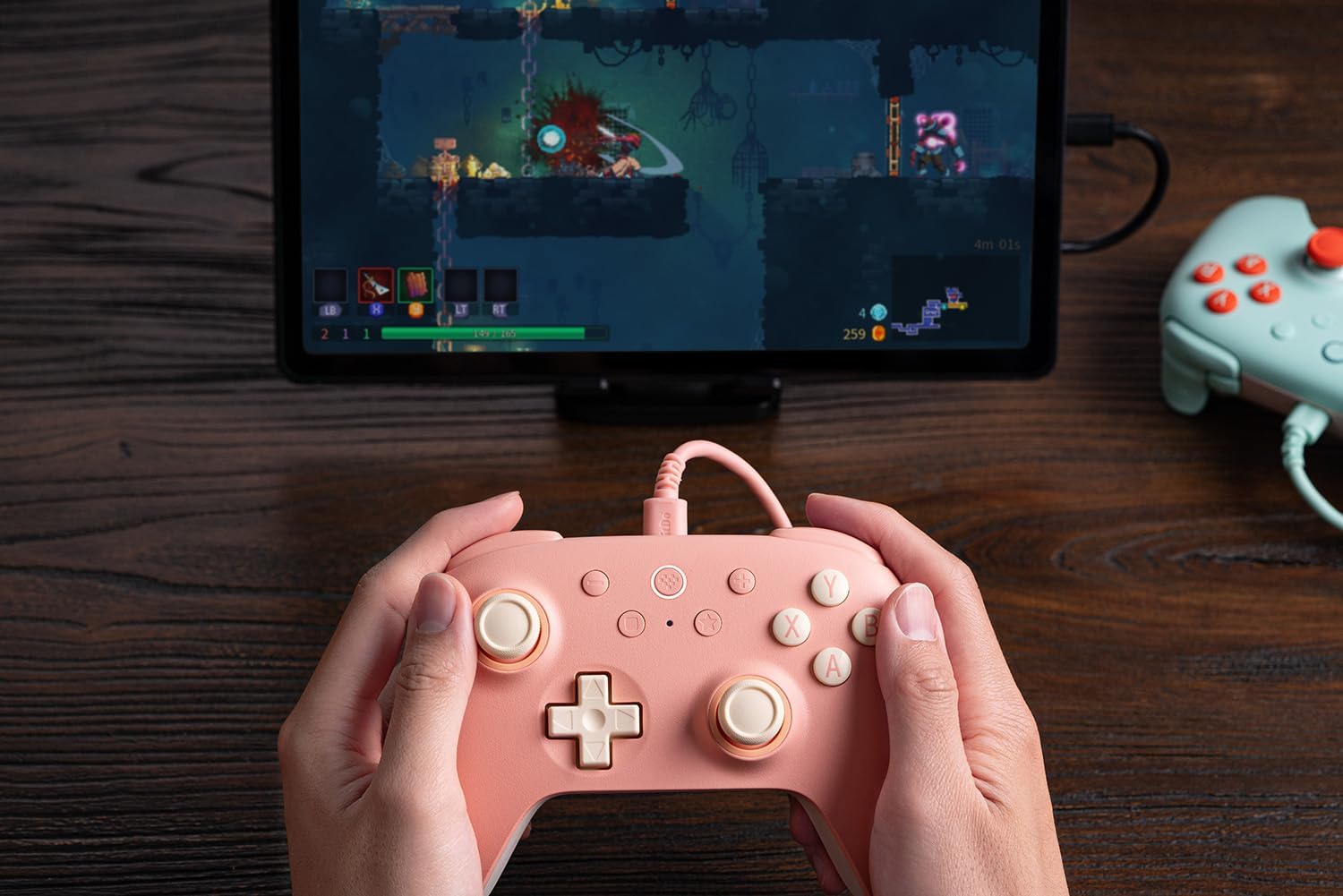 8Bitdo Ultimate 2C Wired Controller for Windows PC and Android, with 1000Hz Polling Rate, Hall Effect Joysticks and Hall Triggers, and Remappable L4/R4 Bumpers (Peach