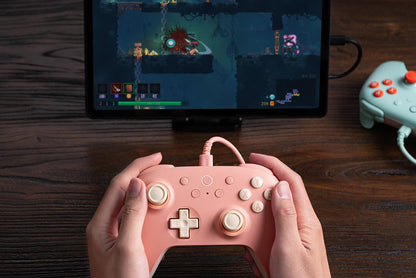 8Bitdo Ultimate 2C Wired Controller for Windows PC and Android, with 1000Hz Polling Rate, Hall Effect Joysticks and Hall Triggers, and Remappable L4/R4 Bumpers (Peach